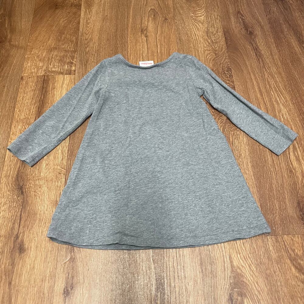 Hanna Andersson Girls Gray Long Sleeve Cotton Dress Fox Pocket Size 4 Toddler - Picture 2 of 6